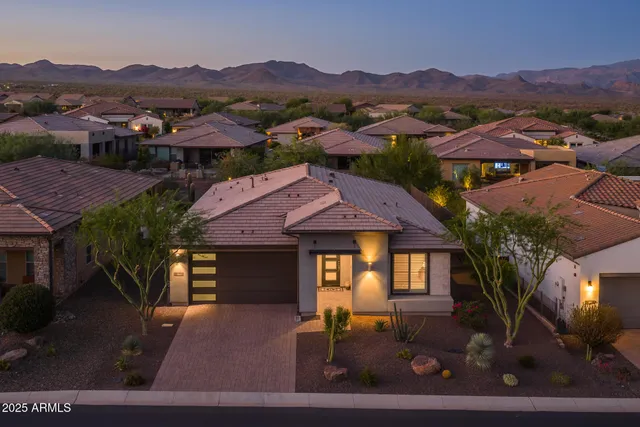 an aerial view of a house