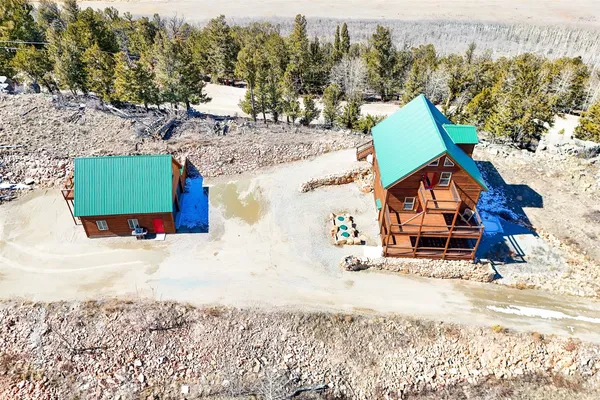 an aerial view of a house