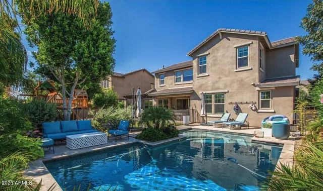 a view of a building with patio