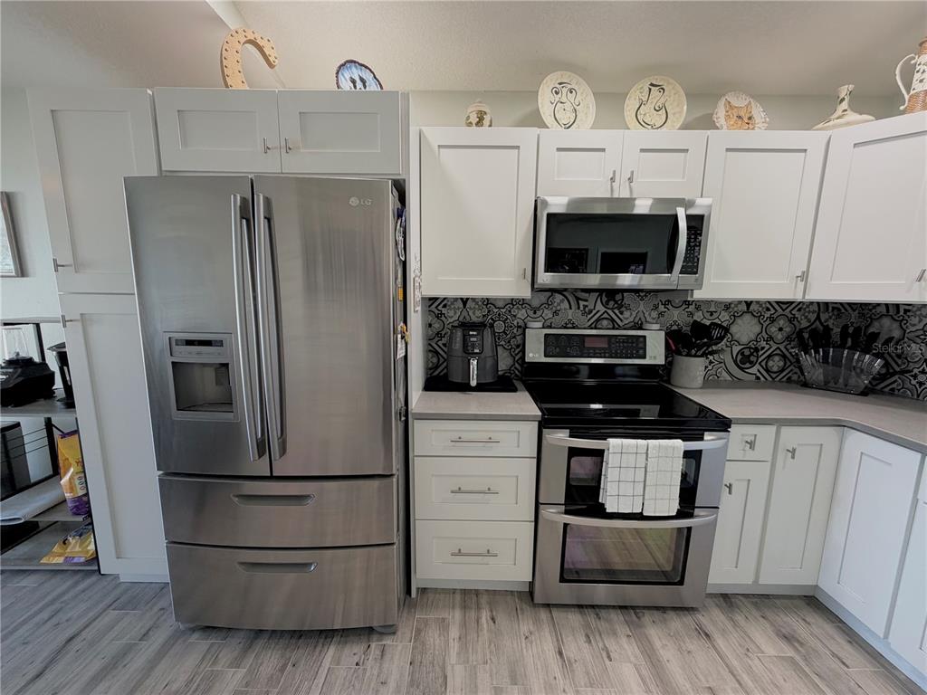 1332 Dew Bloom Road Valrico, FL 33594 - Photo 6 of 22 a kitchen with stainless steel appliances a refrigerator stove and microwave