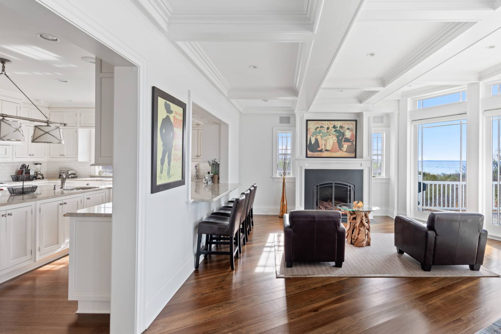351 Kings Point Road East Hampton, NY 11937 - Photo 6 of 34 a living room with furniture wooden floor and a fireplace