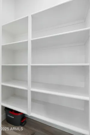 a close up view of closet