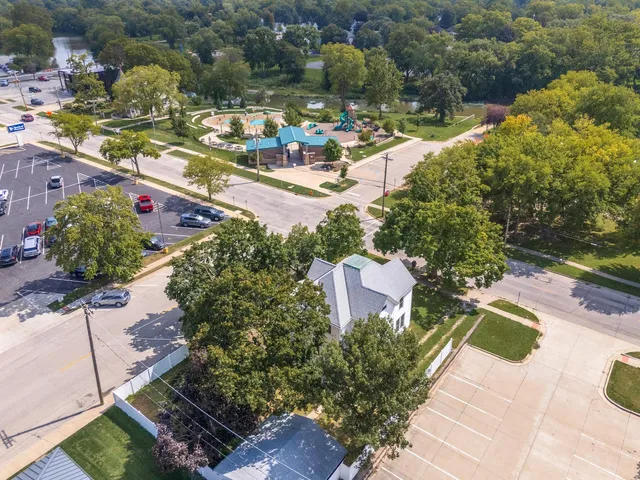 an aerial view of a house