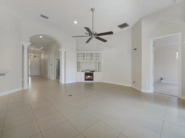 a view of livingroom with kitchen