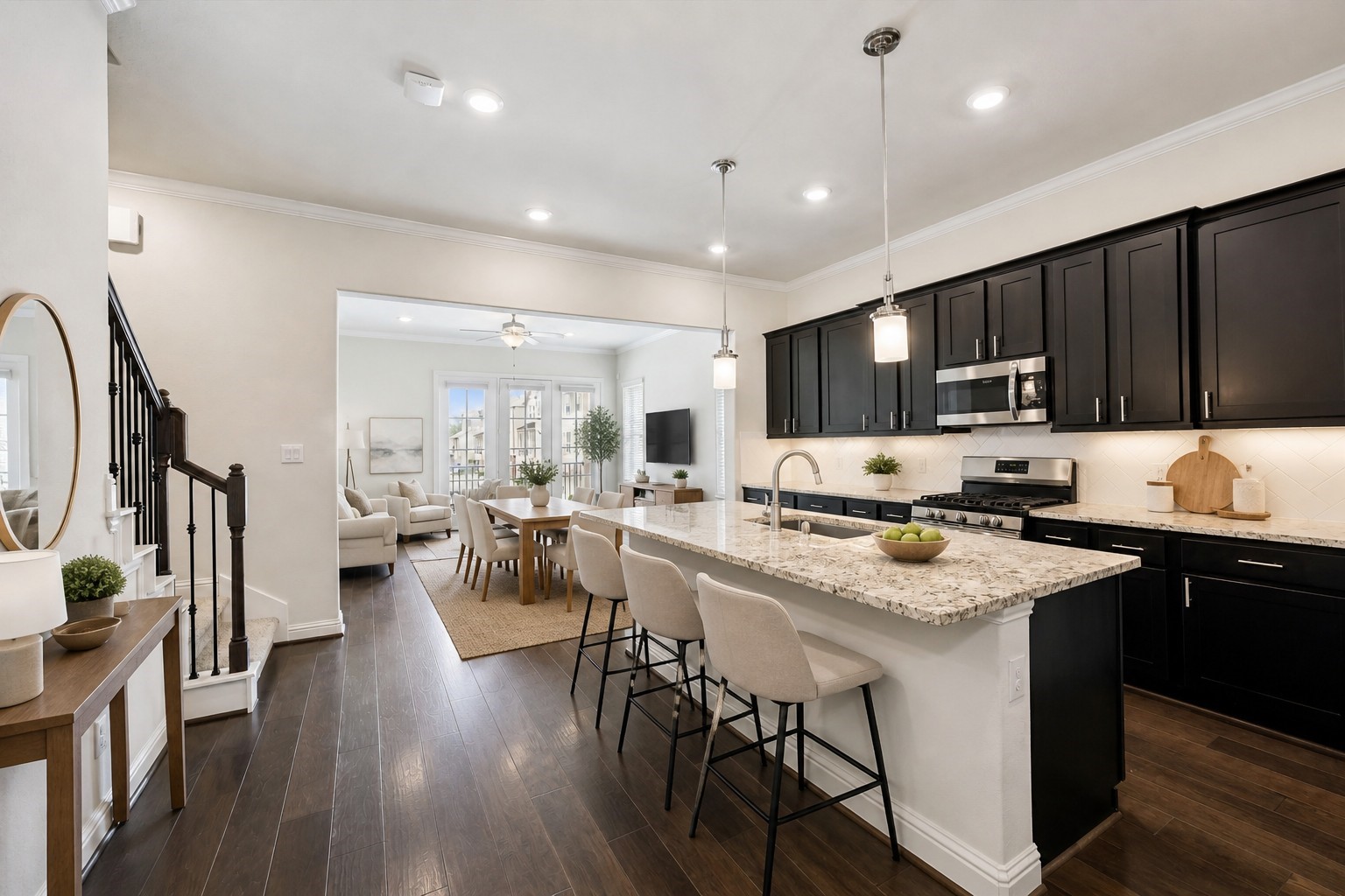 1764 Trinity Bend Drive Houston, TX 77080 - Photo 8 of 25 Spacious light filled kitchen open to the family room provides easy flow for entertaining. Virtually enhanced.
