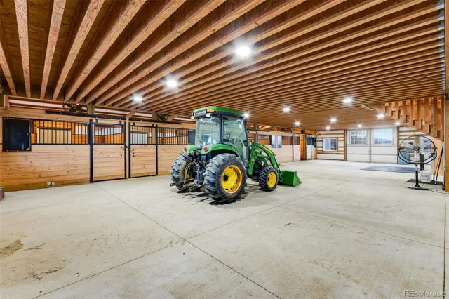 a view of a garage with furniture
