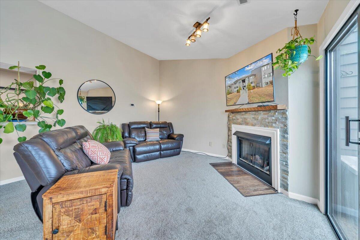 93 Peninsula Point Drive, Unit B5 Moneta, VA 24121 - Photo 19 of 48 a living room with furniture fireplace and flower pot