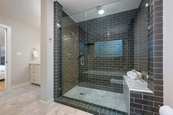 a bathroom with a shower