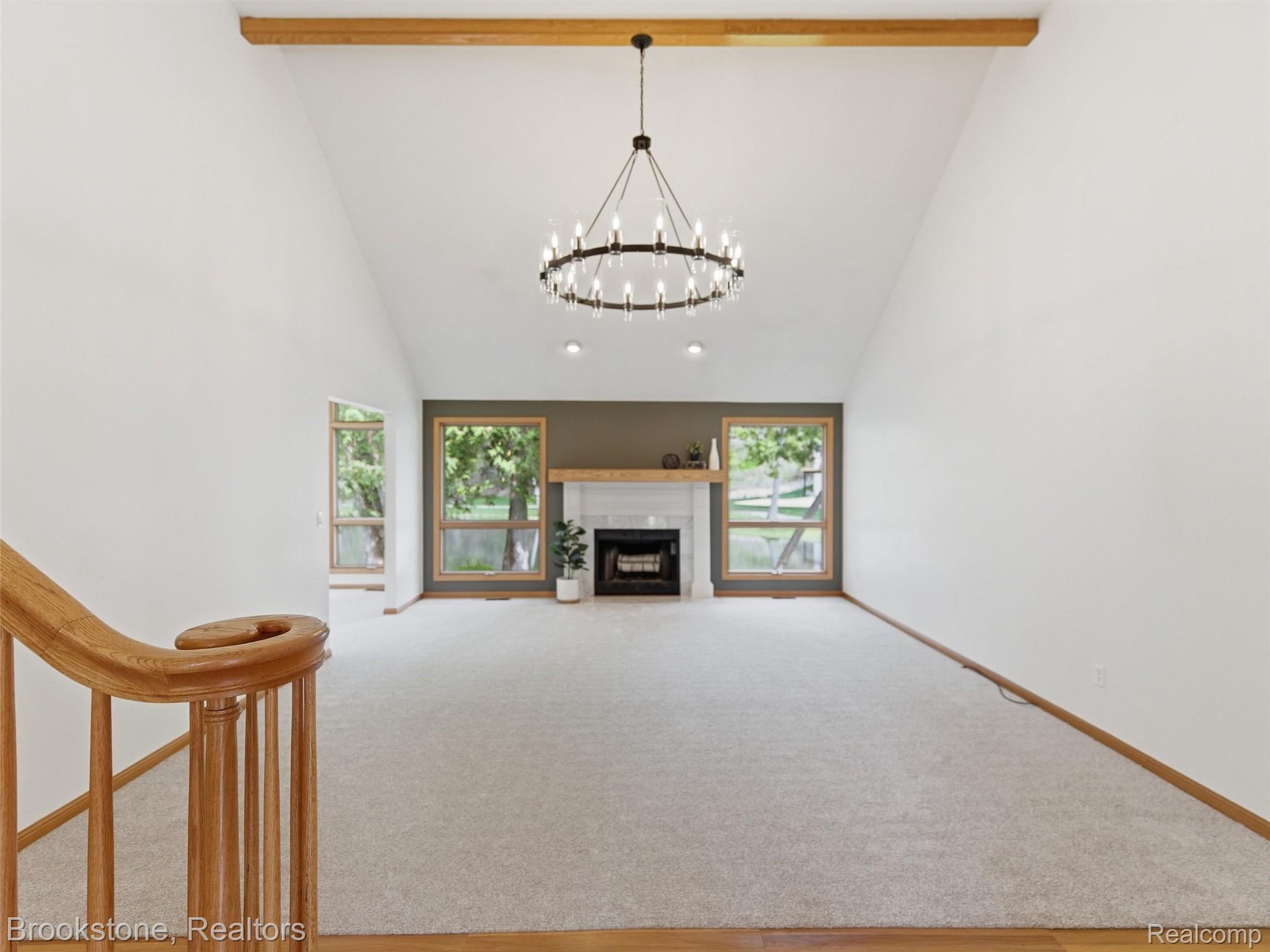 6512 White Lake Road Clarkston, MI 48346 - Photo 10 of 69 Living Room with Fireplace and Two Story Ceilings