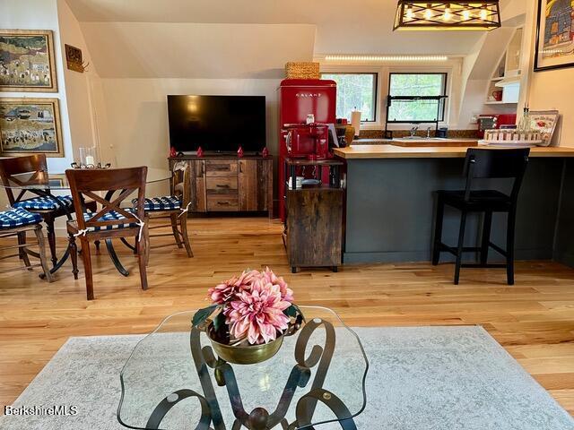 150 Water Farm Road Sheffield, MA 01257 - Photo 14 of 15 a view of a dining room with furniture and wooden floor