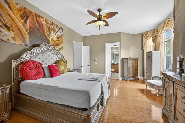 a view of a lake with a yard