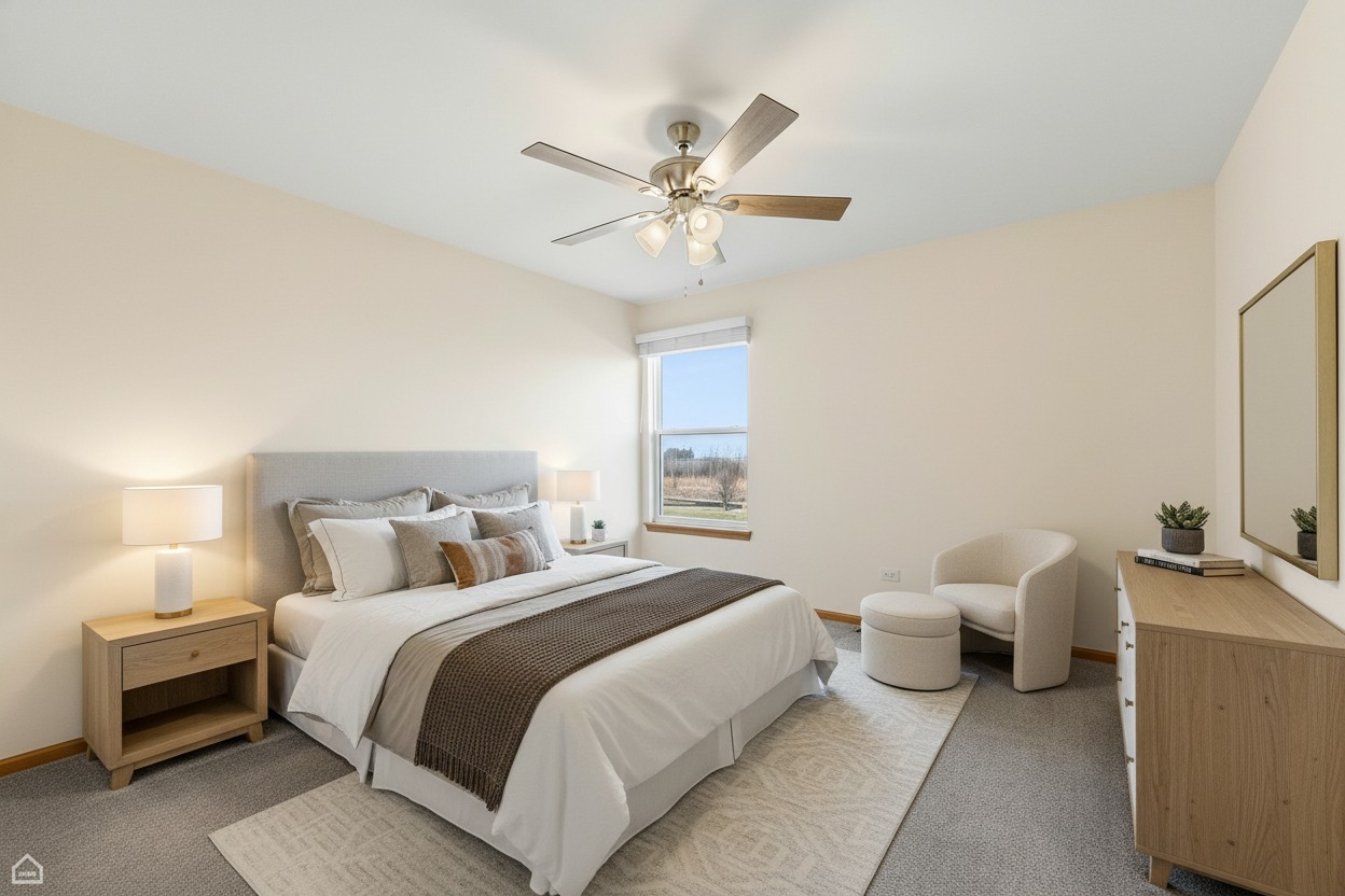 16353 Celtic Circle Manhattan, IL 60442 - Photo 14 of 23 a bedroom with a bed and a chandelier