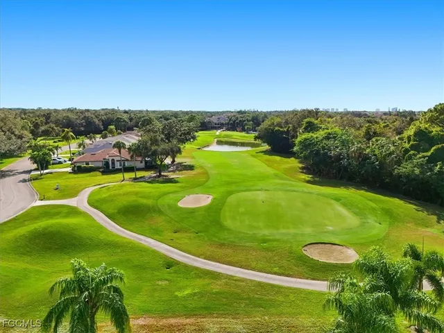 a view of a golf course with a garden