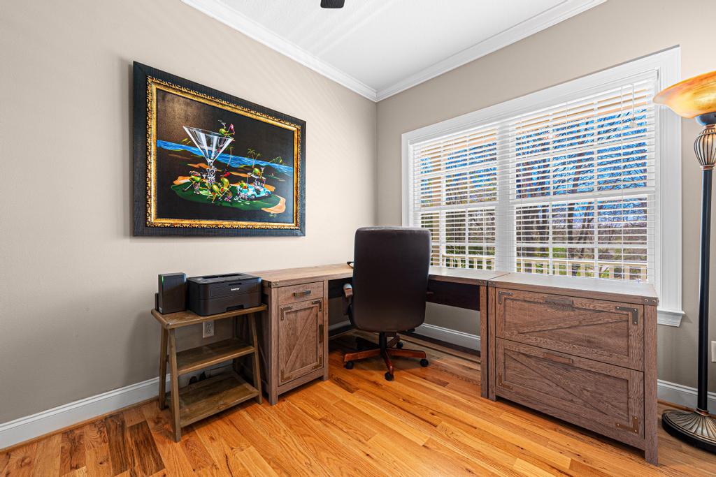604 Feathery Lane Seneca, SC 29678 - Photo 20 of 44 This dedicated workspace features ample natural light and beautiful wood flooring.