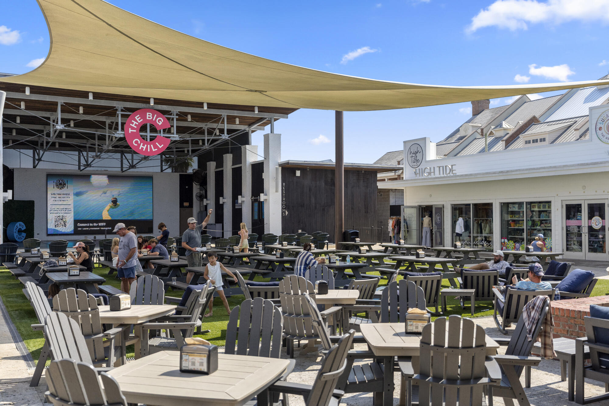 296 Milestone Dr Inlet Beach, Unit A Inlet Beach, FL 32461 - Photo 36 of 41 a group of people sitting outside of a restaurant