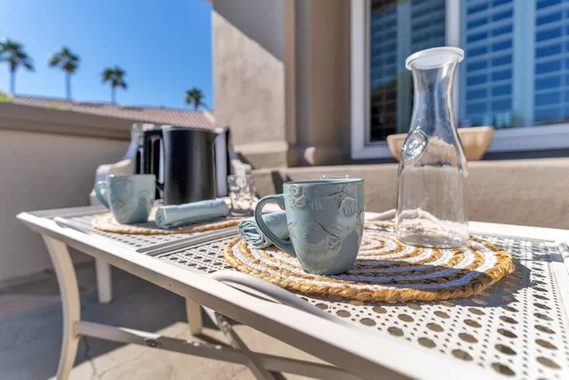 a view of a dining area with furniture