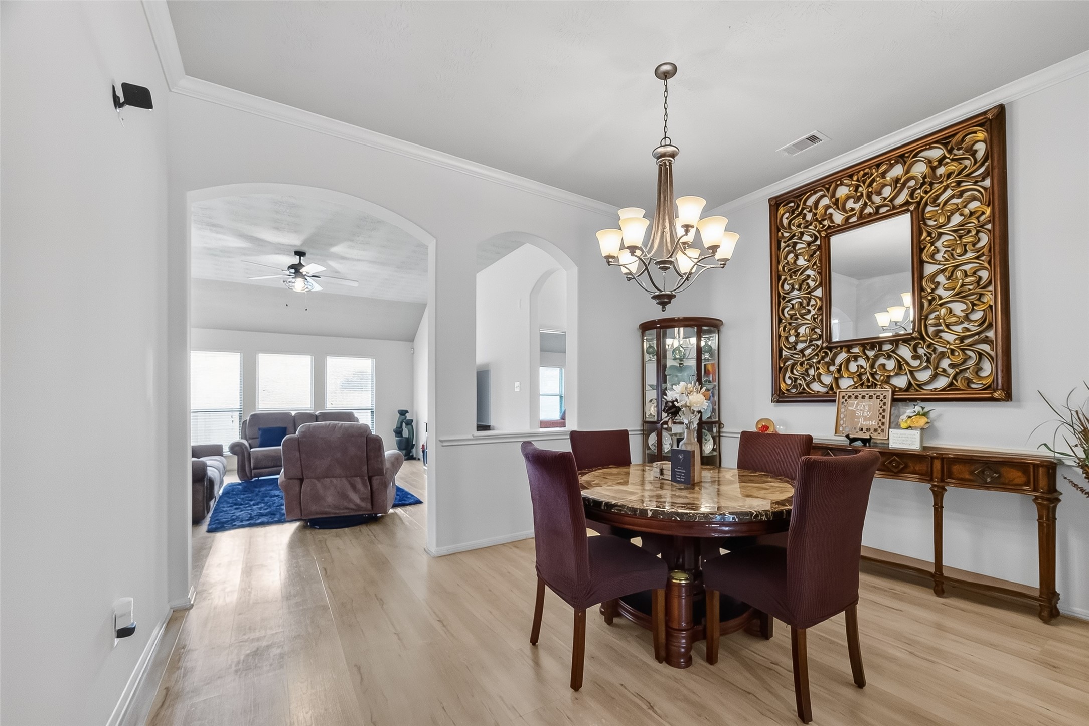 13415 Star Creek Lane Rosharon, TX 77583 - Photo 6 of 46 a view of a dining room with furniture window and wooden floor