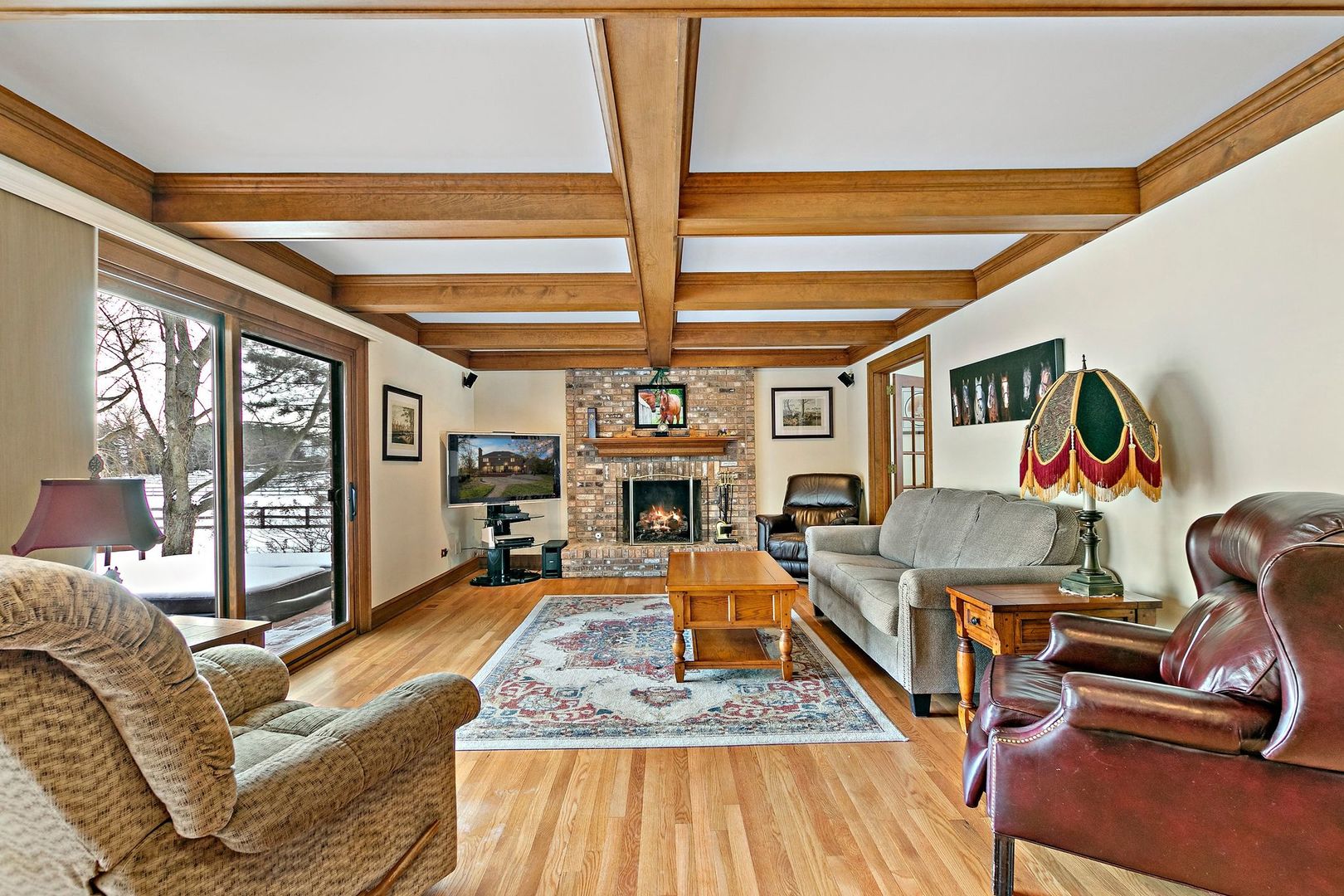 7 Cross Timber Road Barrington Hills, IL 60010 - Photo 14 of 55 a living room with fireplace furniture and a large window