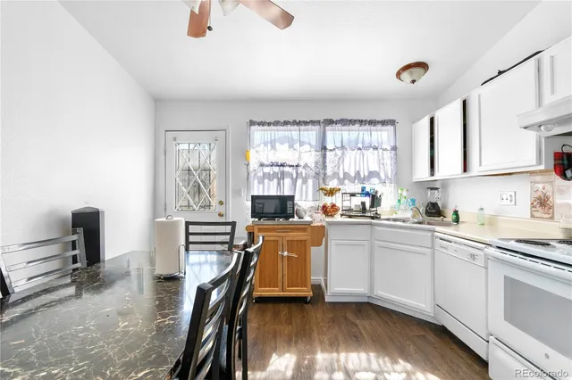 a kitchen with a sink appliances cabinets and furniture