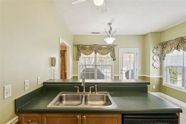 a view of a kitchen with a sink and dishwasher kitchen view