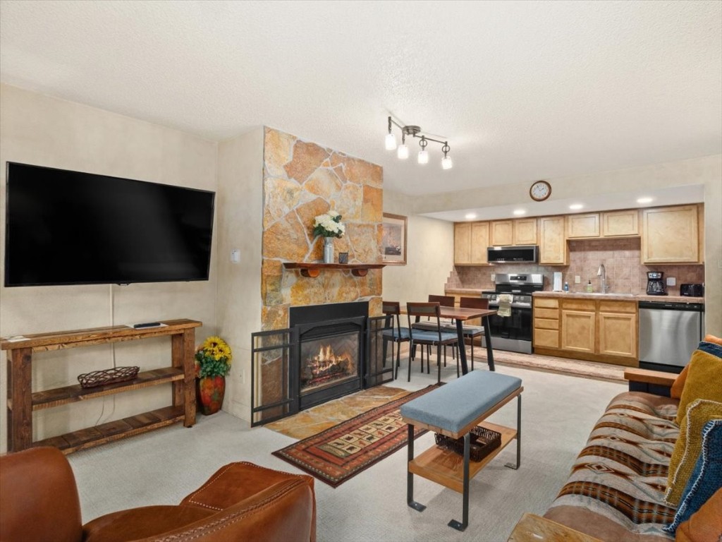 108 Guller Road, Unit B4 Copper Mountain, CO 80443 - Photo 6 of 21 a living room with furniture and a flat screen tv
