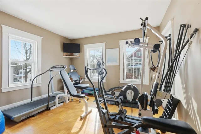 a view of a room with gym equipment