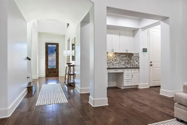 wooden floor and fireplace in a room