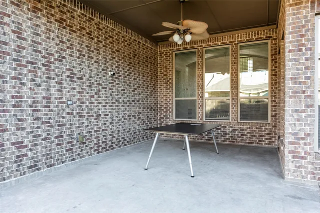 a outdoor space with a rug