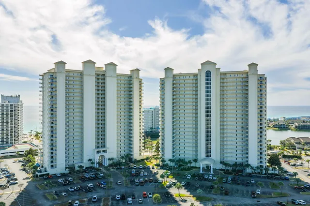 a view of a city with tall buildings
