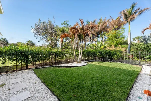a view of a backyard with palm trees