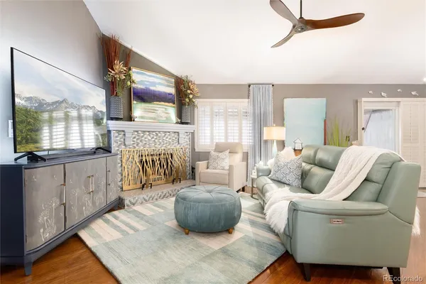a view of a house with a door and wooden floor