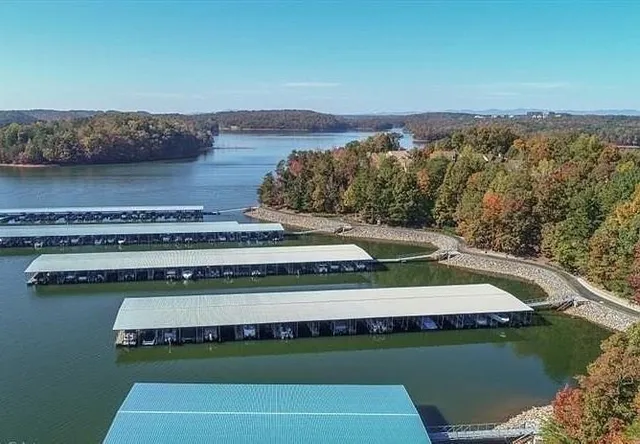 a view of a swimming pool with a lake