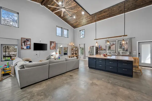 a living room with furniture