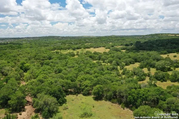 an aerial view of houses covered in trees
