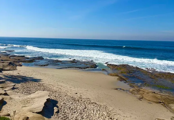 a view of an ocean beach