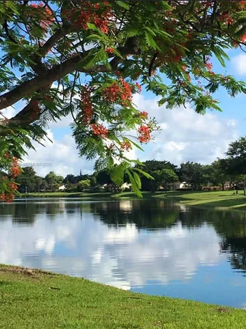 a view of a lake with houses