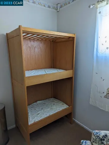 a room with table and window