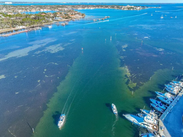 an aerial view of a house with a garden