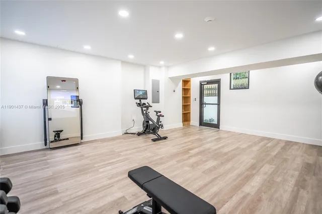 a view of a room with gym equipment