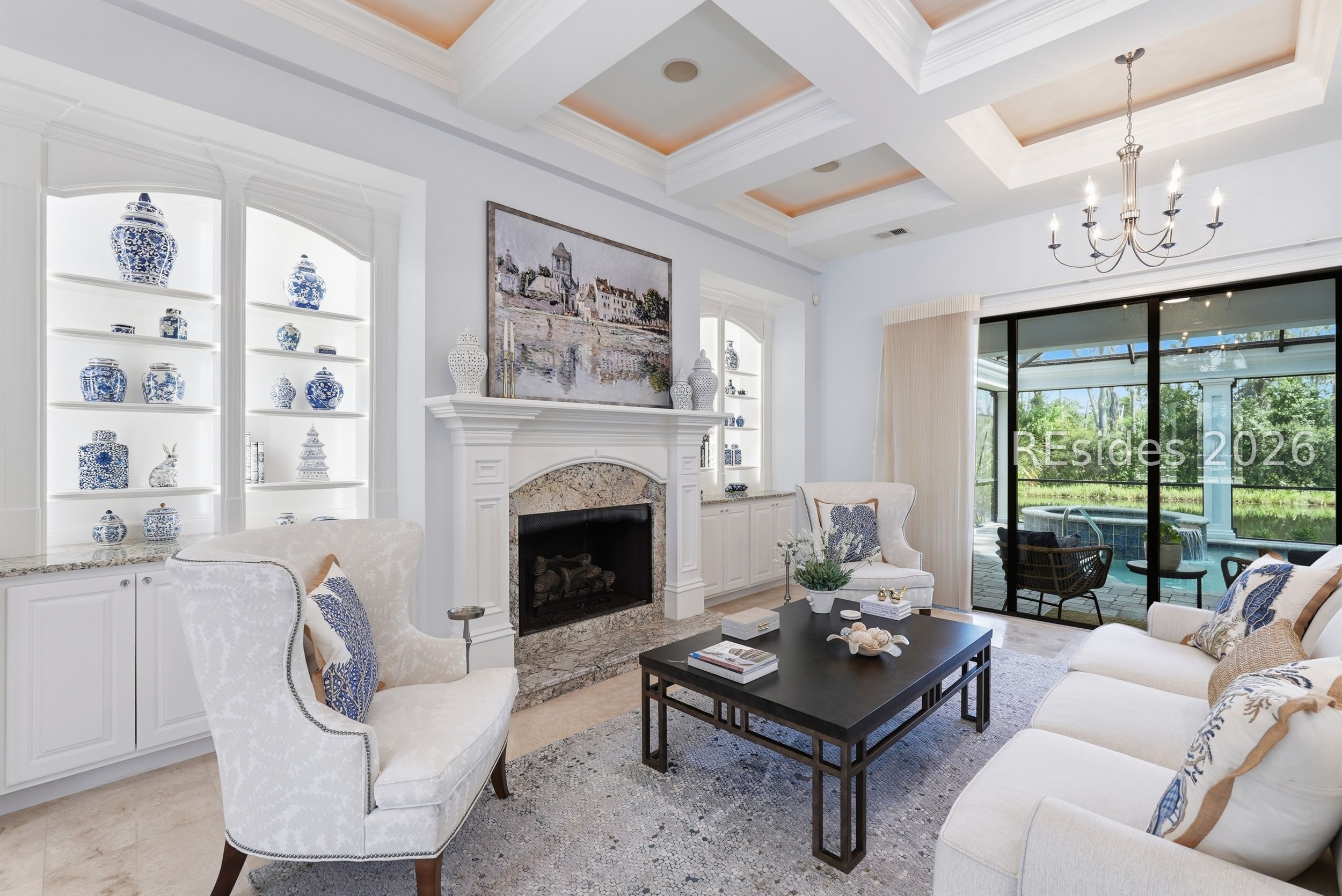 46 Anchor Cove Court Bluffton, SC 29910 - Photo 14 of 50 Living Room Overlooking Pool