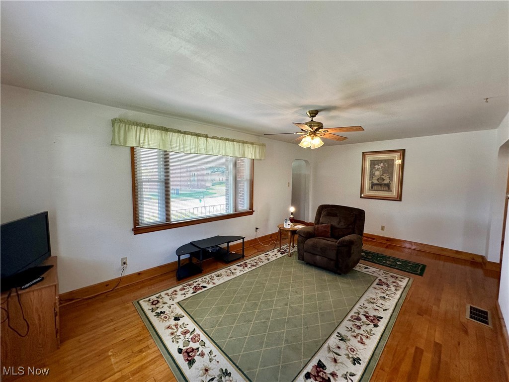 343 Raleigh Avenue Weirton, WV 26062 - Photo 6 of 46 Living area featuring ceiling fan and light hardwood / wood-style flooring