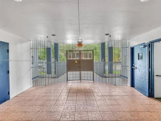 a view of a porch with a door
