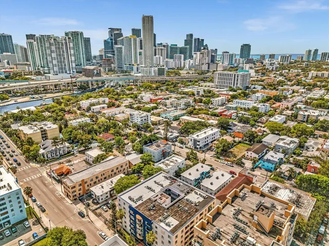 a view of a city with tall buildings