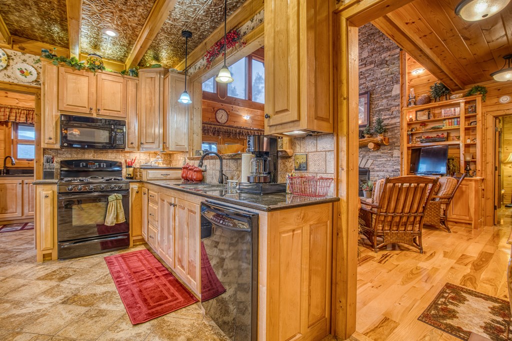 671 Stover Knob Trail Cherry Log, GA 30522 - Photo 15 of 89 a kitchen with stainless steel appliances granite countertop a stove a sink and a microwave