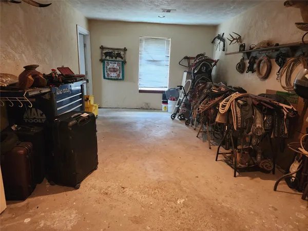 a view of a closet with storage