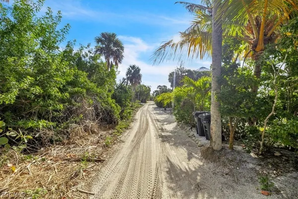 a view of a pathway with a yard