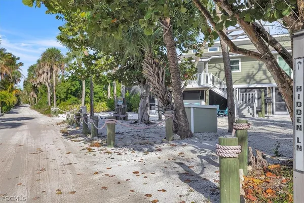 a backyard of a house with seating space
