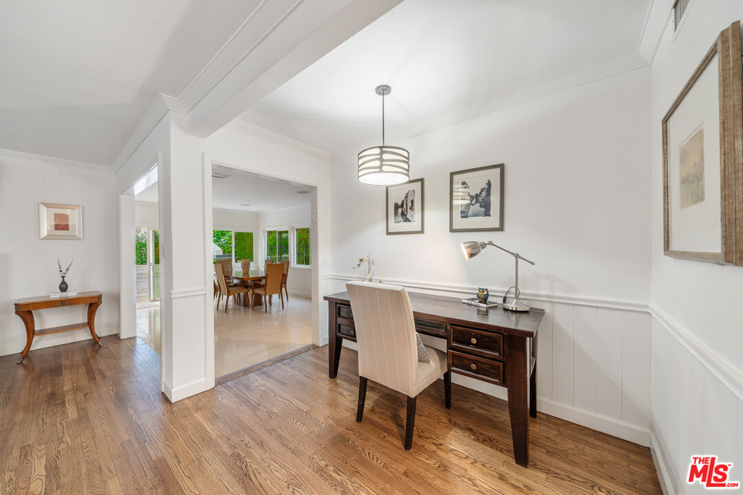 3771 Longview Valley Road Sherman Oaks, CA 91423 - Photo 56 of 75 a view of a dining room with furniture window and wooden floor