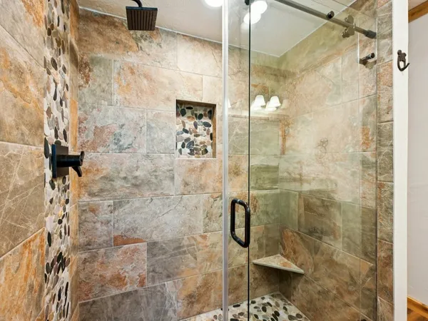 a bathroom with a shower