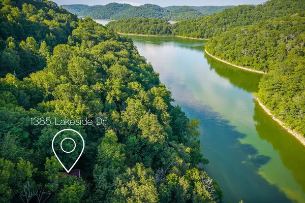a view of a lake with a mountain
